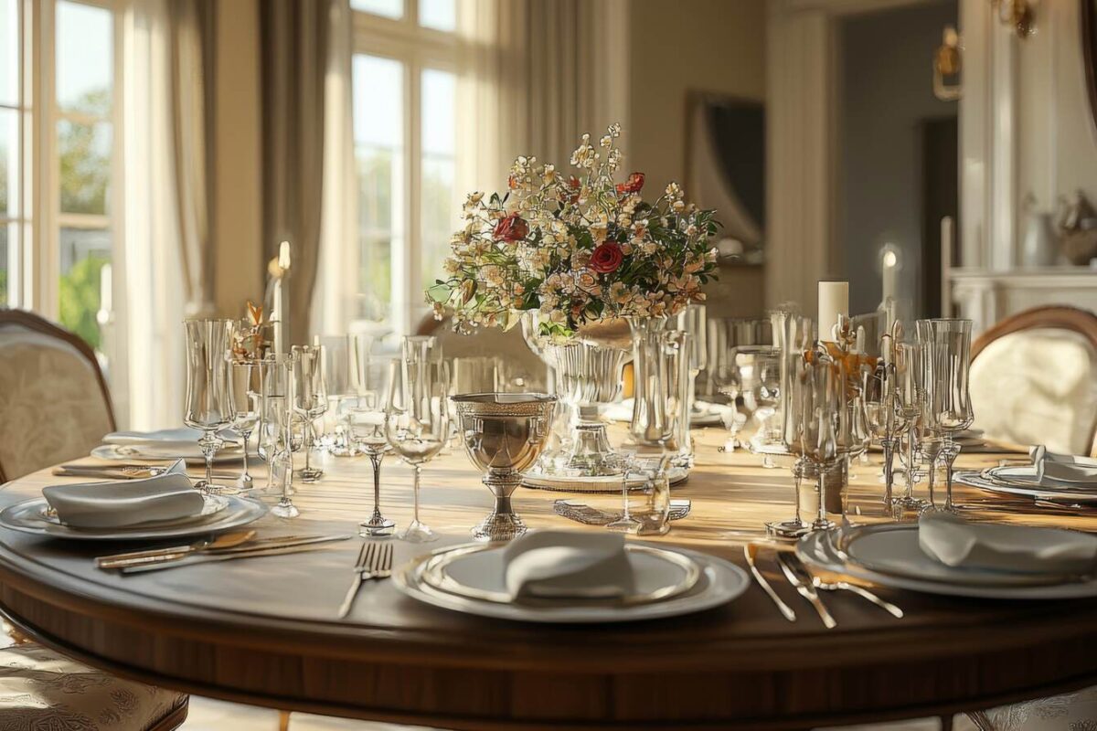 שולחן ערוך אלגנטי לארוחה ביתית קטנה ואינטימית